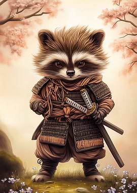 Raccoon Samurai with Katana