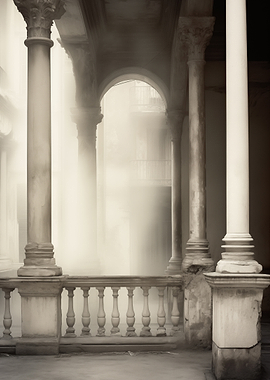 Architectural Columns in Sepia Tone