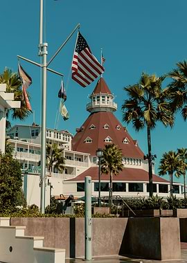 Hotel del Coronado with American Flag