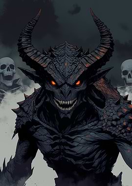 Dark Demon with Skulls