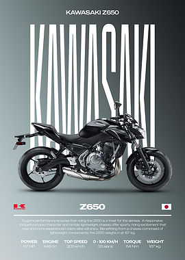 Kawasaki Z650 Motorcycle Poster