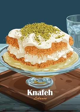 Knafeh Dessert from Lebanon Illustration