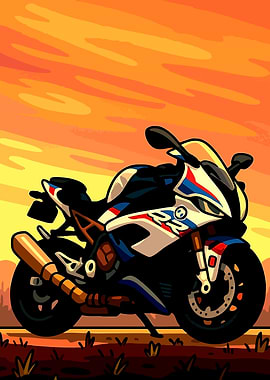 BMW Motorcycle Cartoon Illustration
