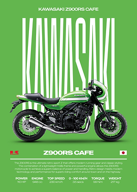 Kawasaki Z900RS Cafe Motorcycle Poster