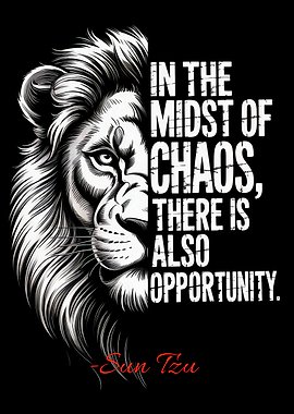 Lion and Quote by Sun Tzu