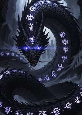 Mystical Dragon with Glowing Runes