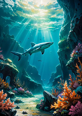 Shark Gliding Through Sunlit Waters
