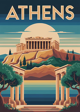Athens Travel Poster