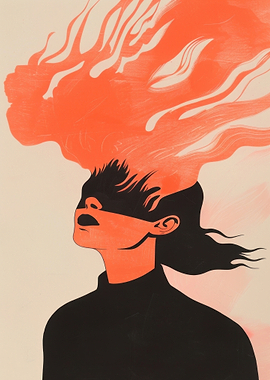 Fiery Haired Woman Illustration