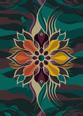 Abstract Green Floral Mandala Art