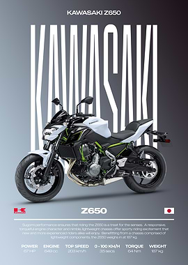 Kawasaki Z650 Motorcycle Poster