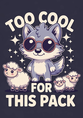 Too Cool For This Pack Wolf with Sheep Cartoon