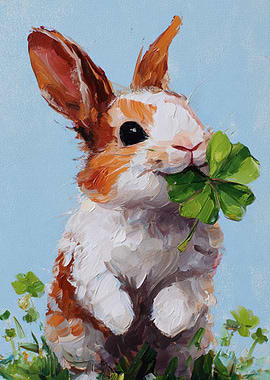 Rabbit with Clover Painting