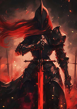 Dark Knight with Red Sword