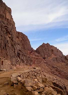 Mountain Path with Stone Structures