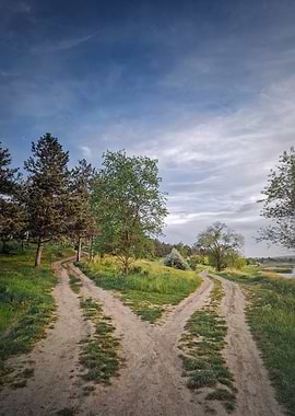 Fork in the road landscape