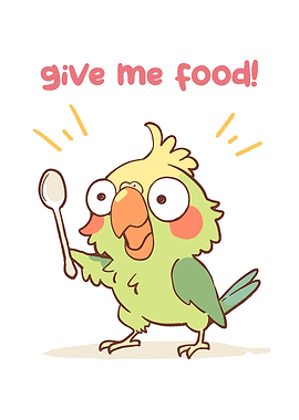Cute Parrot Demanding Food Illustration