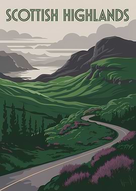 Scottish Highlands Landscape Art Print