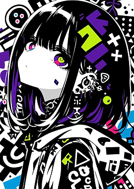 Anime Girl with Abstract Background
