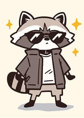 Cool Raccoon with Sunglasses and Jacket