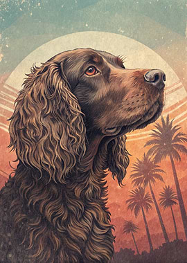 Dog Portrait with Tropical Sunset Backdrop