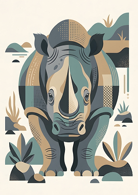 Abstract Rhinoceros Illustration