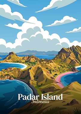 Padar Island, Indonesia Travel Poster