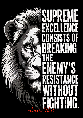 Lion and Sun Tzu Quote Art