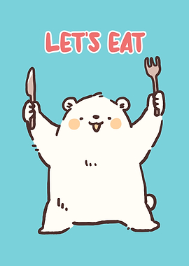 Cute Polar Bear Ready to Eat