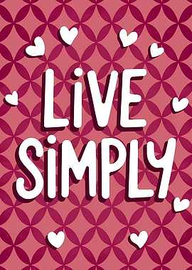Live Simply Hearts Pattern