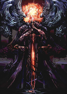 Dark Angel with Flaming Sword