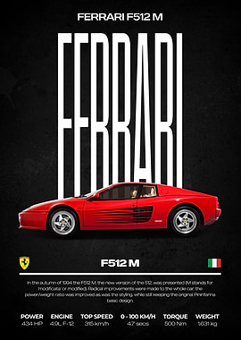 Ferrari F512 M Car Poster
