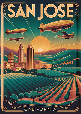 San Jose California Travel Poster