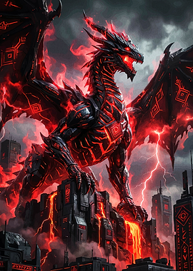 Cyberpunk Dragon in a Futuristic City