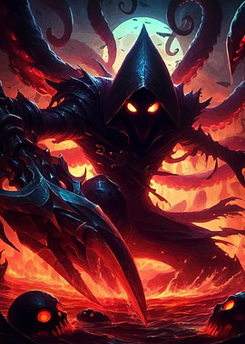 Dark hooded figure with tentacles