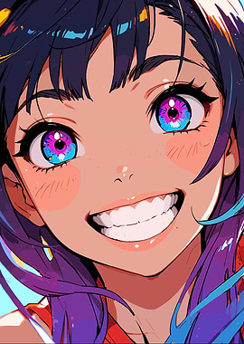 Anime Girl Smiling Portrait Close-Up