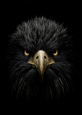 Eagle Portrait on Black Background
