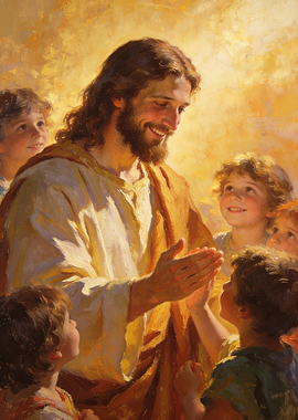 Jesus with Children Painting