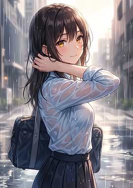Anime Girl in the Rain