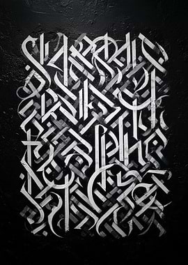 Abstract Calligraphy Art on Black Background