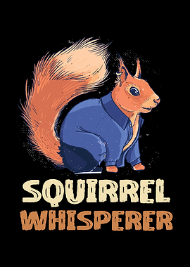 Squirrel Whisperer Cartoon Illustration
