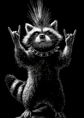 Punk Raccoon Rock and Roll