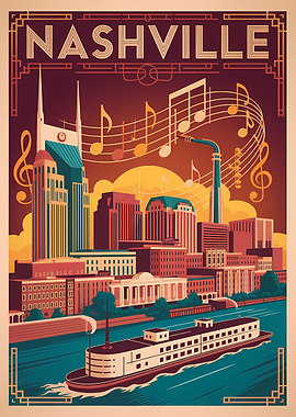 Nashville Art Deco Travel Poster