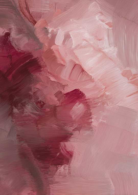 Abstract Pink and Burgundy Brushstrokes Painting