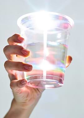 Hand holding a plastic cup