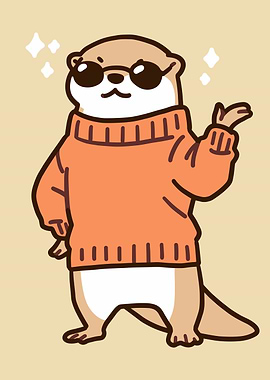 Cool Otter with Sunglasses and Sweater