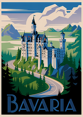 Bavaria Neuschwanstein Castle Travel Poster