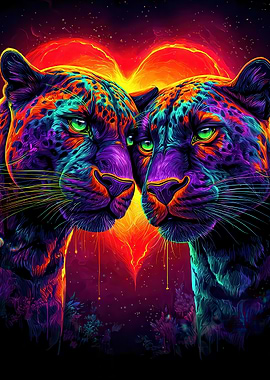 Colorful Leopard Love Heart