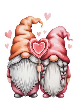 Valentine's Day Gnomes with Heart Lollipop