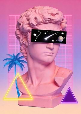 Vaporwave David Bust with Space Blindfold